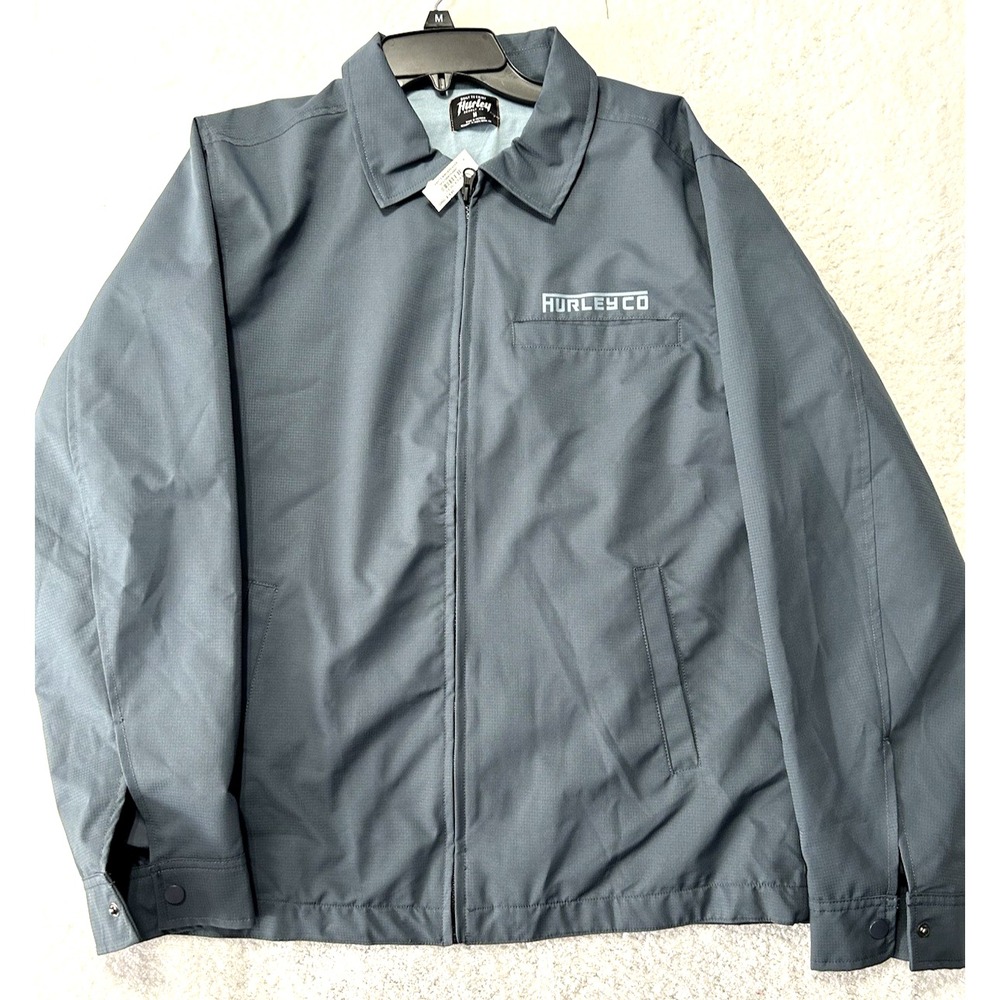 Hurley Knots Windbreaker Men's Medium Iron Blue Grey Full Zip Jacket (E4)